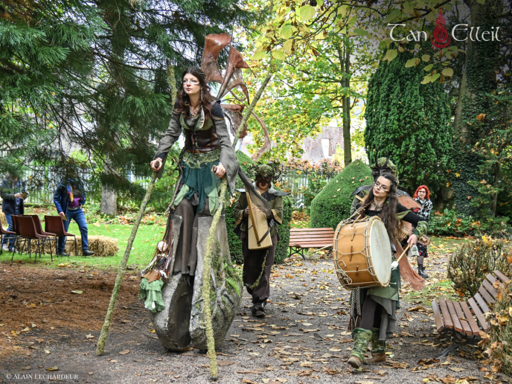 tan-elleil-contes-du-bois-den-haut-deambulation-musicale-bretagne-marionnette-echasses2 Les personnages féeriques de la déambulation musicale bretonne avec échassier et marionnette