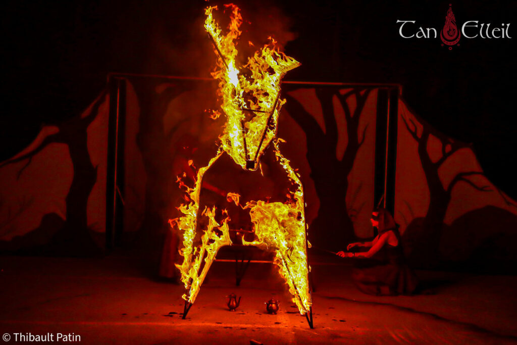Wickerman du spectacle de feu médiéval fantastique